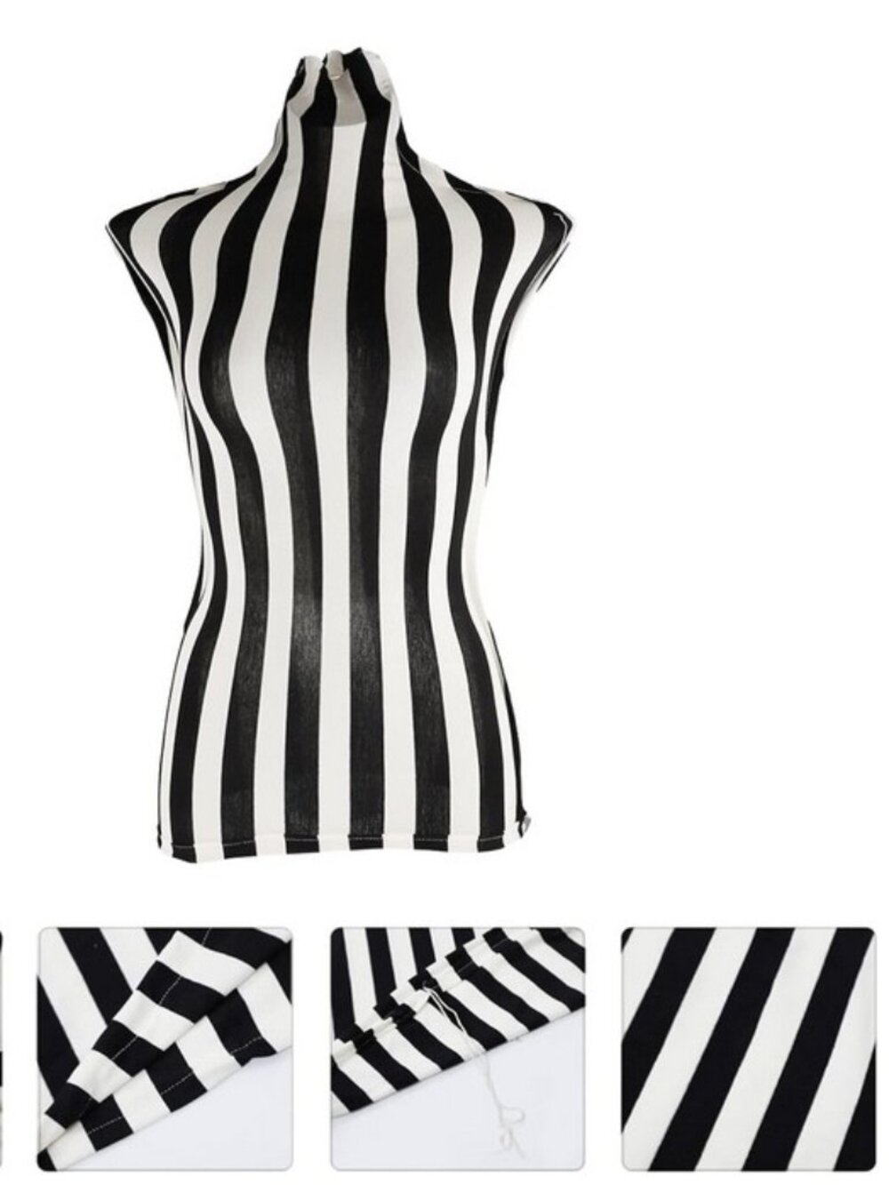 Black and White stripe Female Mannequin Cloth Cover - Picture 8 of 12